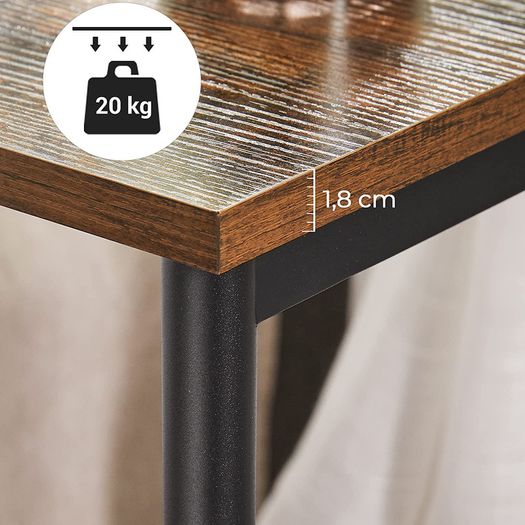_side table, bedside table, with 3 levels, for bedroom, steel frame, for living room, bedroom, industrial design, vintage brown-black