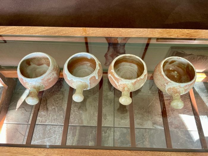 Rare Youghal Irish Studio Pottery Soup Bowls with Handles Japandi