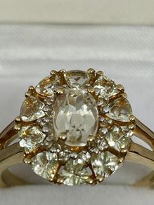 Silver ring with kunzite & heliodor
