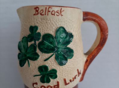 vintage small collectable good luck jug with shamrocks