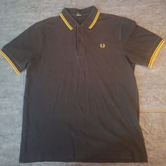 Fred Perry Men's L Twin Tipped Polo Shirt Black Yellow