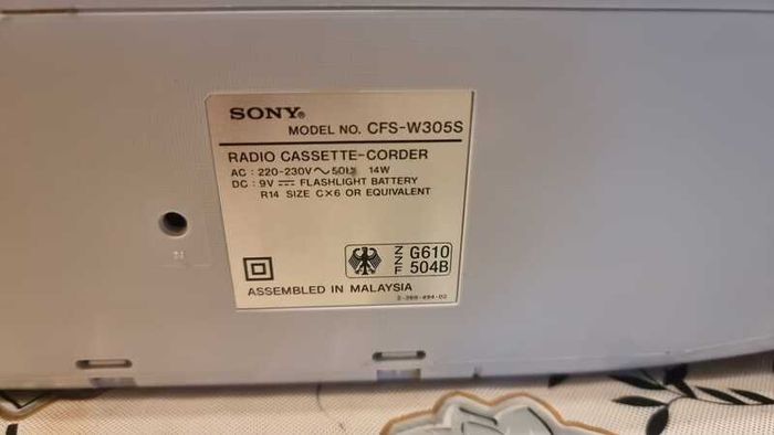 Sony CFS-W305S Portable Radio Cassette Player, sale as radio.