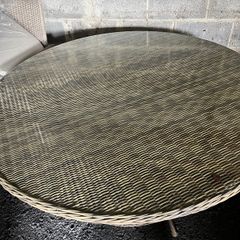 Rattan  Garden Table With Tempered Glass Top