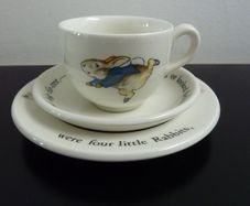 Peter Rabbit tea cup, saucer and plate