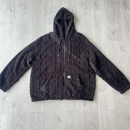 Mens 3XL Black Teddy Fleece Sherpa Hoodie Jacket