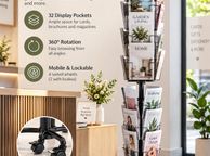 main image for ad 32 Pocket Rotating Magazine and Brochure Display Stand 193cm Mobile Retail Rack