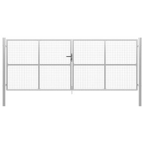 Garden Gate Galvanised Steel 415x200 cm Silver