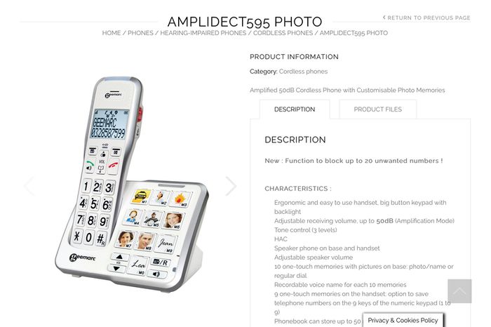 Geemarc Amplidect 595 photo phone