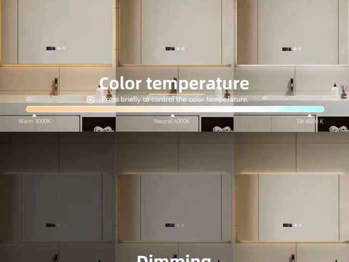 Led mirror for bathroom 70x50 dimmable 3 colours