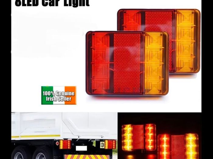 2pcs 8LED Rear Tail Lights Lamps Trailer Truck Caravan Bus Tailights