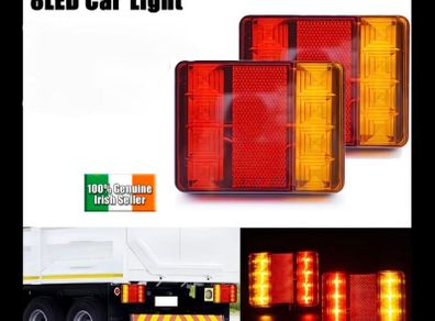 2pcs 8LED Rear Tail Lights Lamps Trailer Truck Caravan Bus Tailights