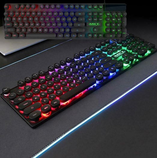 New iMICE AK-800 USB Wired LED Backlit Suspended Round Cap Gaming Keyboard.