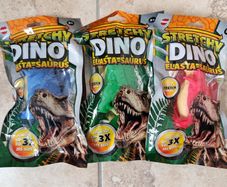 3 x Stretchy Dino Complete Set HOOT Elasta-Saurus Red, Blue, Green - ASMR Toys