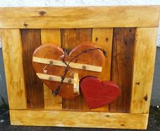 Rustic Driftwood Hearts Woodart Display