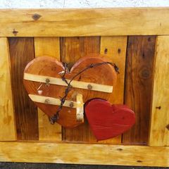 Rustic Driftwood Hearts Woodart Display