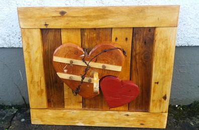 Rustic Driftwood Hearts Woodart Display