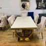 Gold Marble Kitchen Dining Table With 6 Chairs Image 9