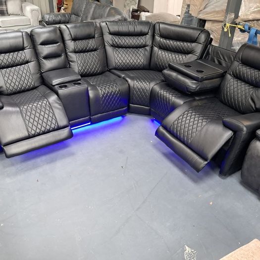 New Halifax Leather Electric Corner Recliner Sofa