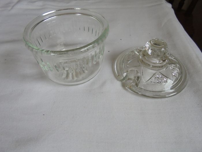 Vintage Hand Cut Jam Bowl with Lid for Sale