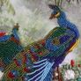 Stunning 3D embroidery Peacocks painting ribbons and beads hand made Image 3