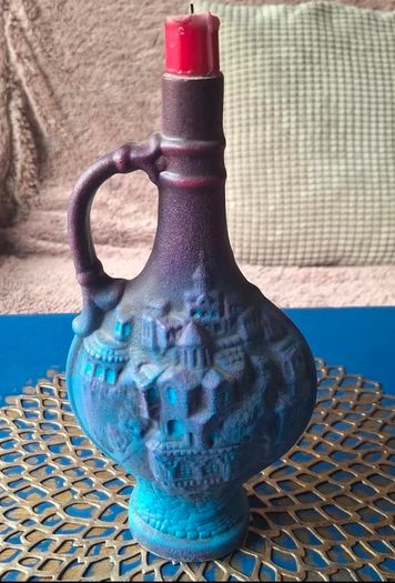 Hand painted Upcycled Wine Bottle Candle