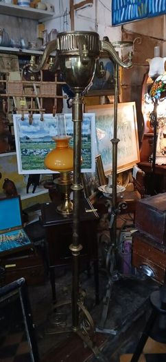 antique brass oil lamp stand
