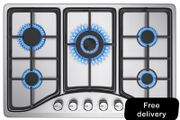 Stainless Steel Gas Hob 5 burners 76 X 50cm Natural Gas/Propane Gas