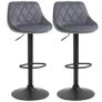2-Pack Bar Stools, Height-Adjustable Bar Chair with Backrest, Velvet-Look, Metal Frame, Footrest, Swivel, Dark Gray Image 2