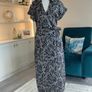 Ladies Short-sleeved Black and White Wrap Shirt Dress from Mango Image 3