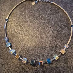 Coeur de Lion GeoCUBE Necklace- Beautiful Blue & Gold
