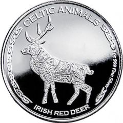 2019 Chad 500 Francs CFA 1 oz Silver Bullion Coin - Celtic Animals Irish Red Deer BU (In Capsule)