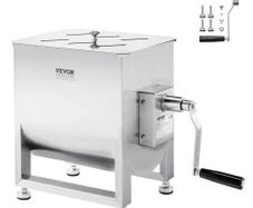 Manual Meat Mixer, 30L Fixed Tank Meat Processing Equipment(Mixing Max 30LBS for Meat), Stainless Steel Meat Mixer, Sausage Mixer Machine with Lid Handle Gear Reducer, Ground Beef Hand Mixer