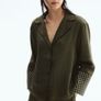 Fab H&M Green Print Satin Pyjama Style Oversized Shirt and Wide Leg Trousers Image 2