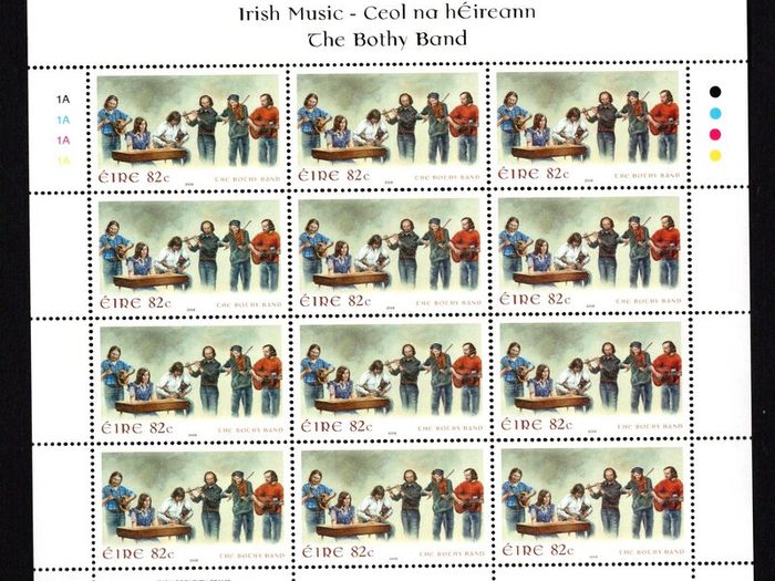 2008 Ireland Irish Music 82c The Bothy Band Commemorative Stamps Sheetlet Plate 1A1A1A1A  Mint Never Hinged (MNH)