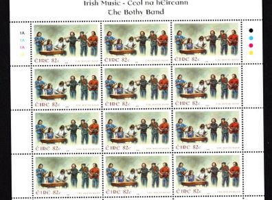 2008 Ireland Irish Music 82c The Bothy Band Commemorative Stamps Sheetlet Plate 1A1A1A1A  Mint Never Hinged (MNH)