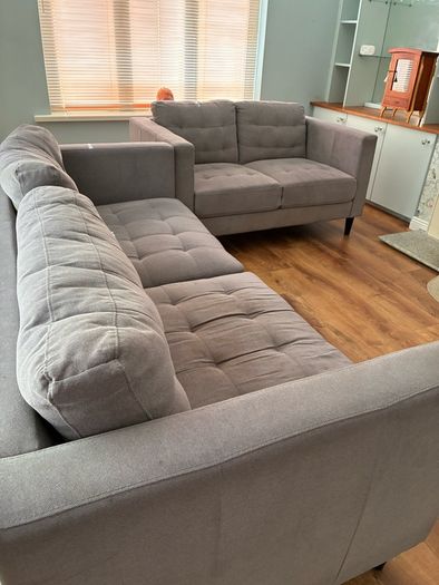 2 Seater and 3 seater grey sofas