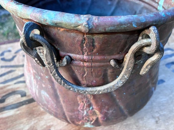 Antique hand made copper planter