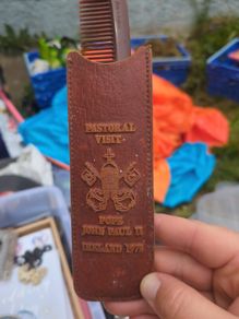 Rare Pope John Paul II Pastoral Visit Ireland 1979 Souvenir Comb & Leather Case