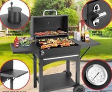 BBQ Barbecue Grill Outdoor Compact Smoker Barbeque Charcoal BBQ Grill Smoker with Side Shelves Temperature Gauge, Warming Rack, and Air Vents for Camping and Garden