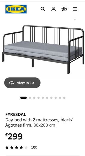FYRESDAL metal frame sofa bed/ day bed 80x200cm