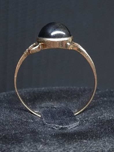 Antique 14K Solid Gold Star Diopside Ring Rare Black Asterism Cabochon