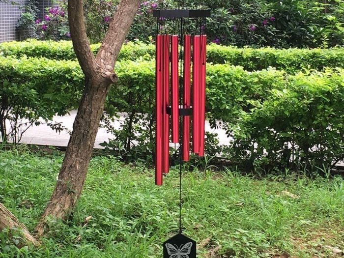 Wind Chimes Outdoor w/Butterfly Sign Memorial Windchimes Great Wind Chime Gifts Soothing Melodic Tones & Bamboo/Aluminum Chime for Garden Home or Yard-33 inches In Length