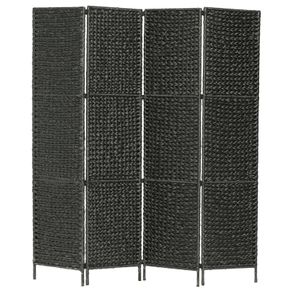 4-Panel Room Divider Black 154x160 cm Water Hyacinth