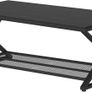 2 Tier Coffee Table, Industrial Wood Metal Center Living Room Table with Storage Shelf, Modern Rectangle Cocktail Tea Table for Home Office Bedroom,39 inch Black Coffee Table Image 6