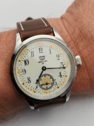 BARN OWL No.03  Unique Handmade Mechanical Watch  130-Year-Old Pocket Watch Dial