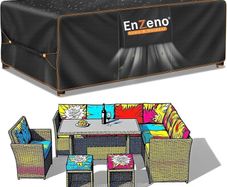 Outdoor Garden Furniture Covers Waterproof with Air Vent, Patio Table and Chair Set Cover, Heavy Duty Oxford Fabric 200X160X74cm