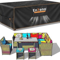 Outdoor Garden Furniture Covers Waterproof with Air Vent, Patio Table and Chair Set Cover, Heavy Duty Oxford Fabric 200X160X74cm