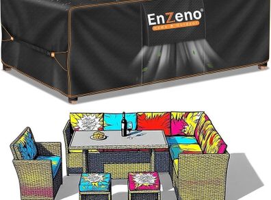 Outdoor Garden Furniture Covers Waterproof with Air Vent, Patio Table and Chair Set Cover, Heavy Duty Oxford Fabric 200X160X74cm