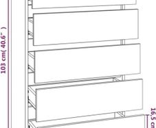 Drawer Cabinet White 60x36x103 cm Engineered Wood
