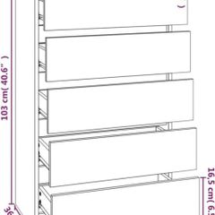 Drawer Cabinet White 60x36x103 cm Engineered Wood